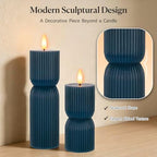 Navy Blue Flameless Pillar Candles with Timer,Real Wax LED Candles 3x4&8 In - Image 4