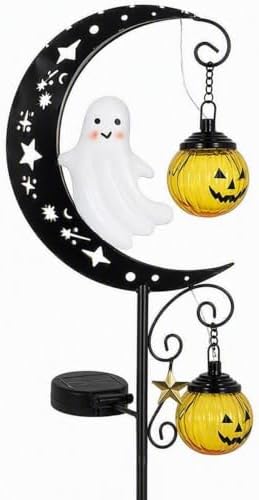 Halloween Solar Garden Stake Light Crescent Moon Cute Ghost by Unknown