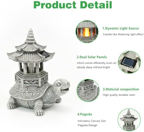 Solar Garden Turtle Statue, Outdoor Light Decoration Gift for Women Mom Dad - Image 2
