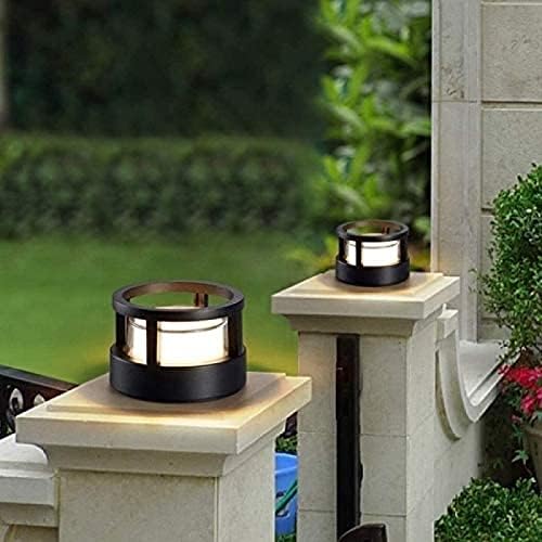 IP65 Waterproof Round Outdoor Garden Post Bollard Light Residential Lighting Column Lamp Aluminum Pathway Driveway Floor Lawn Landscape Lighting E27 Decoration Pillar Lantern Stigma Lamps,Small,Fr - Image 3