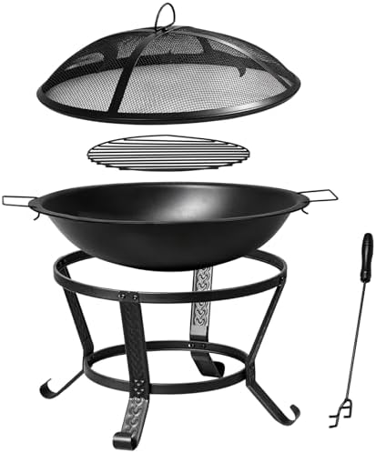 ZENY 22 in Fire Pit for Outside Wood Burning Firepit with Lid and Poker - Image 4