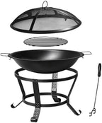 ZENY 22 in Fire Pit for Outside Wood Burning Firepit with Lid and Poker - Image 4