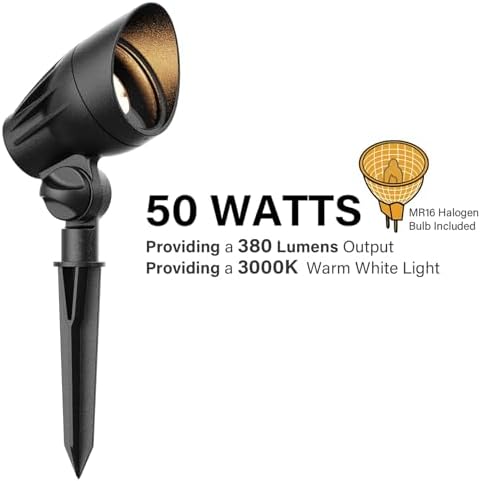 12V Low Voltage Halogen Landscape Spotlights 50W 3000K Black 8 Pack - Image 2