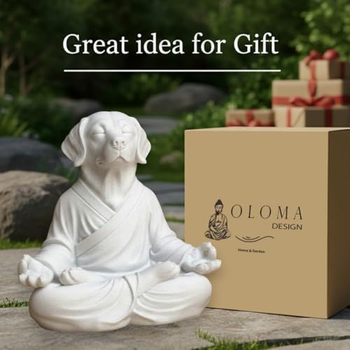 OLOMA Yoga Dog Garden Sculpture Heavy Concrete Stone Dog Statue Weather Resistant Outdoor Indoor Patio Decor Accent Feature for Entryway Display - Image 4