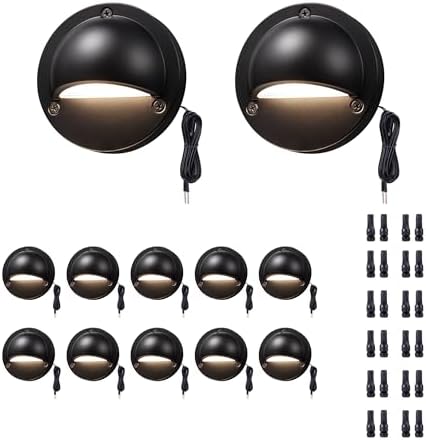 Low Voltage LED Step Lights - 12V Landscape Hardwired Waterproof Lighting, Outdoor Deck Lights 5 Color Temperature Dimmable, Aluminum Black for Wall Garden Fence Handrail 12 Pack by Varmtalys
