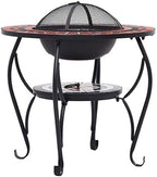 Mosaic Fire Pit Table 26.8 Inch Ceramic Round Outdoor Wood Burning Bowl with Steel Stand and Safety Mesh Cover for Patio Garden - Image 5
