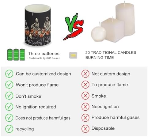 Halloween Skeleton Pumpkin Battery Operated LED Candles with Timer Flameless Candles with Remote 4Pcs Outdoor Lanterns Indoor Outdoor Trick or Treat Party Home Decorations - Image 3