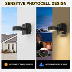 Porch Lights with GFCI Outlet, Dusk to Dawn Outdoor Wall Light with Outlet, LED Aluminum Exterior Light Fixture Waterproof, Outside Lights for House, Front, Door, Patio, Garage - Image 2
