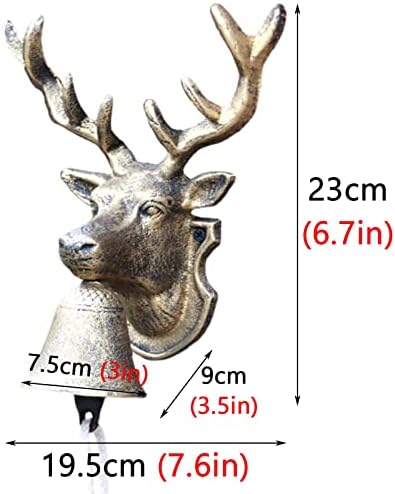 Outdoor Bell Cast Iron, Bull Head Dinner Bells for Outside Farmhouse Front Door Entry Wall Decor, Vintage Bronze Hanging Welcome Bell, Manually Shaking Bells - Image 2