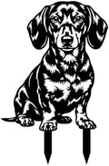 Dog Metal Garden Stake - Weatherproof Dog Silhouette Yard Art, Decorative Outdoor Sign for Lawn & Patio, Heartfelt Gift for Soft Dachshund Longhaired Lovers(Sit,10") by VORISCAPE