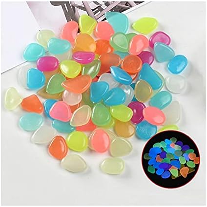 Glowing Stone 200PCS Pebbles Glowing in The Dark Aquarium Colored Light Rock, Fairy Garden Walkway Decoration Luminous Stone (Color : Mixed Color) by Unknown