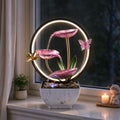 11'' H Pink Indoor Desktop Tableop Fountain Decoration, Fountain with LED Lights for Meditation and Zen Water Scenery, Festival Decorations by QINGYINGGE