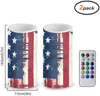USA Flag Flameless Candles Independence Day Flag LED Pillar Candles with Remote and Timers Battery Tea Lights for Outdoor Patio Porch Memorial Day Lanterns - Image 4