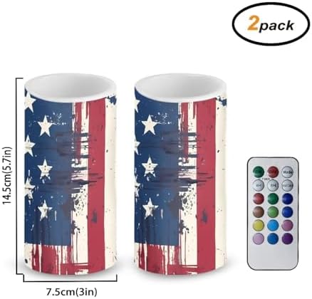 USA Flag Flameless Candles Independence Day Flag LED Pillar Candles with Remote and Timers Battery Tea Lights for Outdoor Patio Porch Memorial Day Lanterns - Image 4