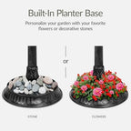 Best Choice Products Solar Outdoor Bird Bath Vintage Resin Pedestal Fountain Decoration for Yard, Garden w/Planter Base, Feeder, Decorative Bird Cage, Fillable Stand - Black - Image 5