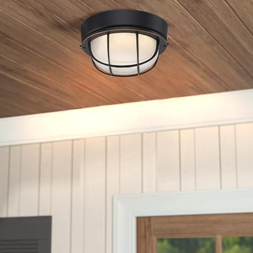 2Pack Oil Rubbed Bronze 8" Nautical Outdoor Light Fixture - Round Bulkhead LED Light 3000K, 1500LM, 15W Oil Rubbed Bronze Nautical Bulkhead Sauna & Dock Light for House - Image 4