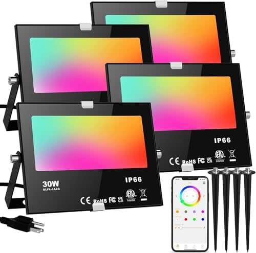 LED Flood Light Outdoor 30W, Color Changing RGB Lights 300W Equivalent by ChangM