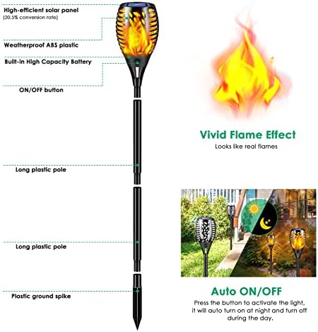 TomCare Solar Flickering Flame Torch Lights for Garden Patio Yard - Image 7