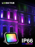 Leddictive 2 Pack RGB LED Flood Light 100W, 1000W Equivalent 10000 LM Outdoor Landscape Flood Lights with 2 Remote, IP66 Waterproof Outdoor Light for Christmas Party Stage Uplight Wall Wash - Image 5