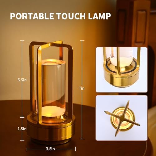 2 Pack Cordless Table Lamps, Rechargeable LED Decorative Lamp with Touch Control, 3 Color Modes & Stepless Dimming, 4200mAh Battery Powered Lamp for Bedroom/Bar/Kitchen/Outdoor, Gift for Home Décor - Image 4