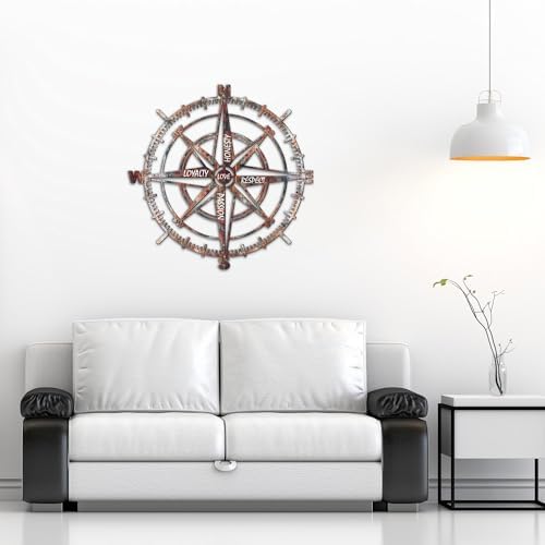 Venovez Compass Wall Decor with Inspirational Words Laser-Cut Metal - Wood Art with Digital Print, Nautical Home Decoration for Living Room, Office, or Gifts - Image 4