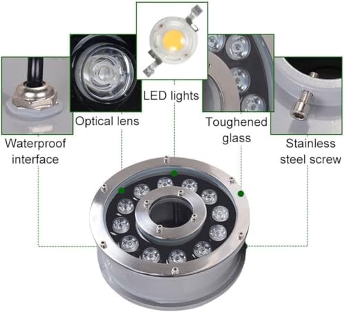 Fountain Lights RGB Submersible Pond Light IP68 12V-24V Stainless Steel - Image 3