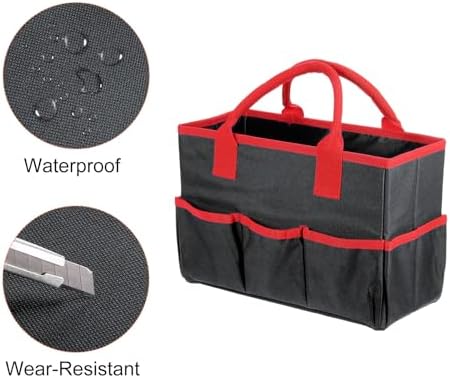 HARFINGTON Garden Tool Bag 12.99" x 5.91" x 8.66" Large Oxford Tote Bag with Pockets Gardening Plant Tool Organizer Storage Carrier Store for Outdoor Women Men, Black - Image 4