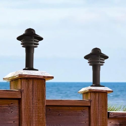 Solus Nautical Outdoor Post Top Light – Bollard Fixture for 3" Pole with LED Bulb, Black or White Finish, Non-Corrosive, Made in USA (Black, Cool White (4000K), 2 Pack) - Image 2