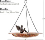 Good Directions Hanging Fired Copper Bird Bath with Fairy for Outside Backyard, Outdoor, Patio, Garden, Birdbath Gift for Bird Lovers Watchers, Large 18" Copper - Image 6