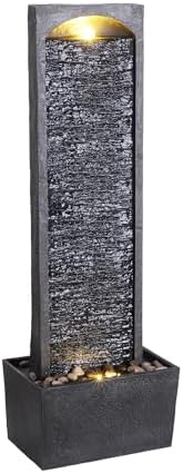 Teamson Home 38.5" Faux Slate Outdoor LED Waterfall Fountain, Gray/Black - Image 6