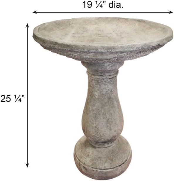 Solid Rock Stoneworks Classic Oval Concrete Birdbath – 24” Tall Outdoor Garden Accent – Heavy-Duty Handcrafted Cement Bird Bath – Weather Resistant Yard Décor – Made in USA- PreAged - Image 3