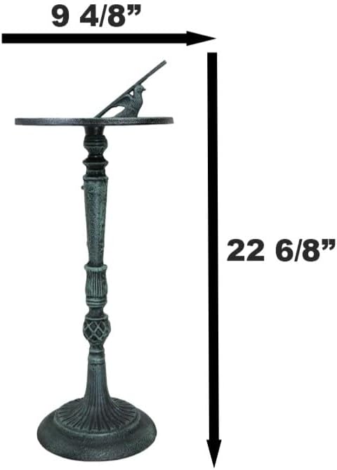 Ebros Gift 22.75" Tall Cast Iron Rustic Cottage Villa Whimsical Dragonfly Sundial Garden Decor Statue with Roman Numerals for Lawn Pool Patio Outdoors Decor - Image 2
