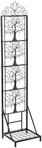 Evergreen Garden Tree of Life Metal Lattice Trellis with Plant Stand, Iron Trellis Lattice for Climbing Plants, Floor Plant Stand Indoor and Outdoor for Patio, Porch, Garden - Image 4