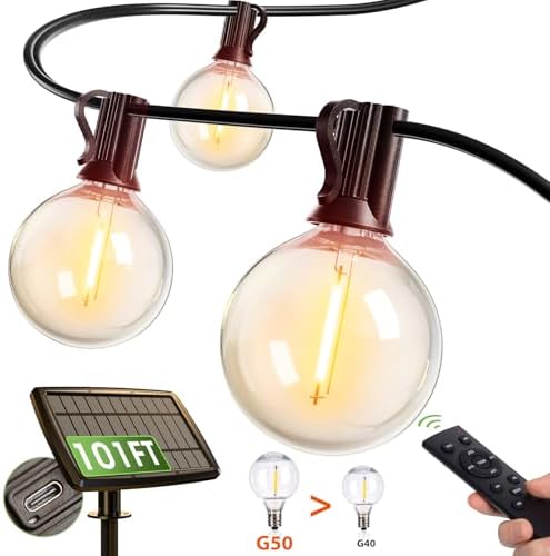 addlon 100FT Solar String Lights for Outside G50 Waterproof by addlon