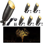 Gardenreet Low Voltage Spot Lights - Solid Brass Landscape Spotlight Wired, 12V Outdoor LED Bullet Uplights, Waterproof Electric Bronze for Patio Wall with 2700K Warm White MR16 Bulb (6 Pack) by Gardenreet