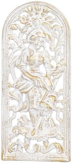 Sungmor Vintage Cast Iron Wall Plaque,Antique Style Ornate Woman & Floral Decorative Artwork,Rustic Farmhouse Wall Hanging for Living Room,Entryway Decor,White and Gold Finish by Sungmor