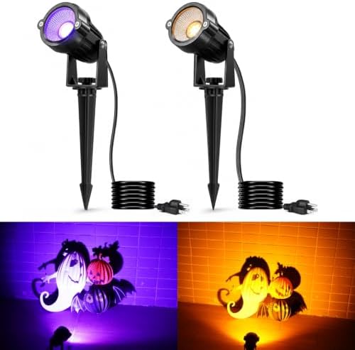 Halloween Orange Purple Spotlights Outdoor Landscape Lighting for Yard by Unknown