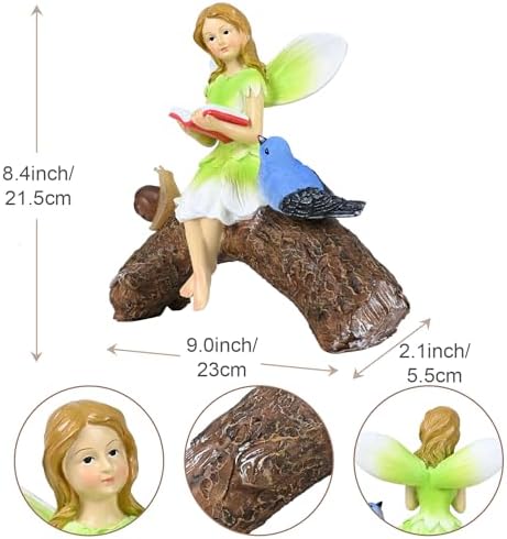 Garden Flower Fairy Statue Decor-Solar Outdoor Fairy Statues-Garden Fairy Outdoor Snail,Bird Figurines Decoration for Outside Patio Lawn Yard,Fairies Ornaments Gifts,Tall 8.4 Inches - Image 3