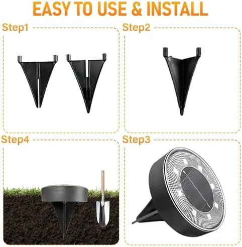 12 Solar Ground Lights Outdoor, IP68 Waterproof Garden Upgrade Outdoor Light LED Landscape Lighting Solar Disc Lights for Patio Pathway Yard, Paths, Decks, Lawns, Driveway, Walkway(White) - Image 6