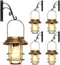 Metal Solar Lanterns, Bronze Hanging Solar Lights for Outside, 4 Pack by AOUNQ