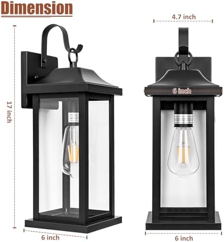 Large Black Outdoor Wall Light 17 Inch - Image 6