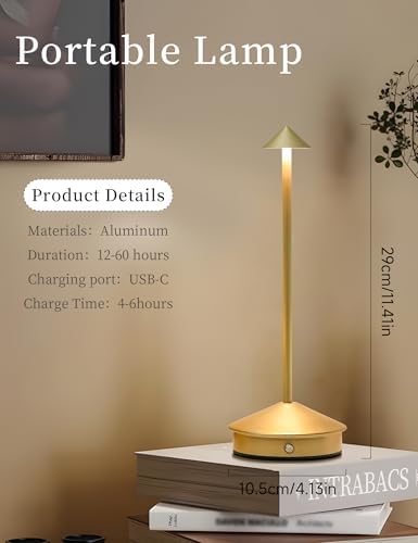 LED Rechargeable Cordless Table Lamps Gold - Image 4