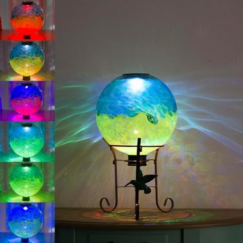 10" Diameter Solar Color-Changing Gazing Ball with Metal Stand - Image 6