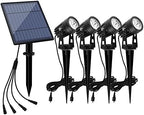 APONUO Solar Spotlights Landscape Lights Low Voltage Outdoor Solar Spotlight IP65 Waterproof 9.8ft Cable Auto On/Off with 4 Cool White for Outdoor Garden Yard Landscape Downlight (4-in-1) by APONUO