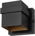 Globe Electric 60000022 11.5W LED Integrated Outdoor Wall Sconce, Matte Black, Gold Accent, 400 Lumens, 3000 Kelvins, 90 CRI, Front or Back Porch Decor, Modern Minimalist Exterior Lighting by GlobeElectric