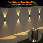 Ellasay Solar Fence Lightsv Backyark: 12-Pack Fence Lights Solar Powered 3 Color Modes - Up & Down LED Waterproof Solar Wall Lights for Outdoor Yard/Porch/Patio/Railing - Image 5