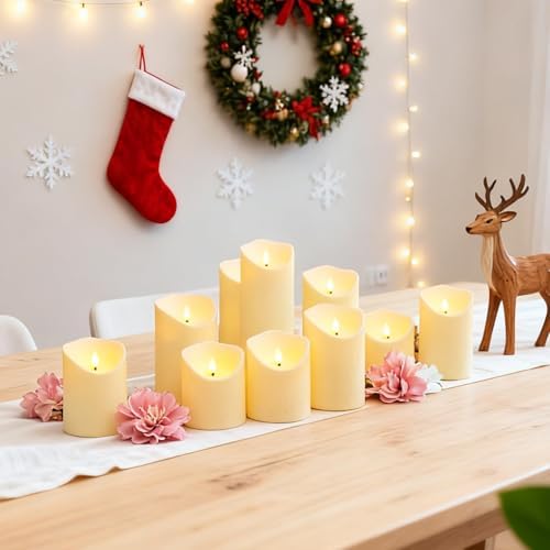 kakoya Flameless LED Candles Battery Operated with Remote and Timer,Flickering Electric Fake Plastic Pillar Candles Set of 24(D3 x H 3" 4" 5") Ivory - Image 3
