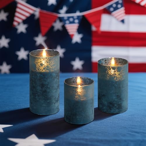 Blue Flameless Candles With Remote LED Battery Operated Pillar Candles Set - Image 6