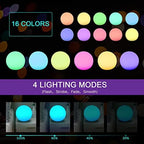 4-Pack 3-Inch Rechargeable LED Orb Lights – 16 Color Glow Spheres, 4 Modes, Waterproof Ambient Lighting Balls, Glowing Orbs for Indoor, Outdoor, Pool, Room, and Patio Decor - Image 5