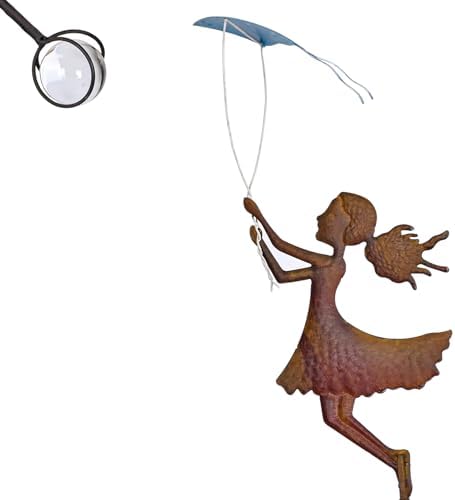 Metal Yard Balancer Garden Decorative Stakes 67", Rusty Treatment Iron Balancing Sculpture, Girl Flying Kite Balanced Stake, Present to Mother Sister Daughter as Park Lawn Patio Decor Art - Image 2